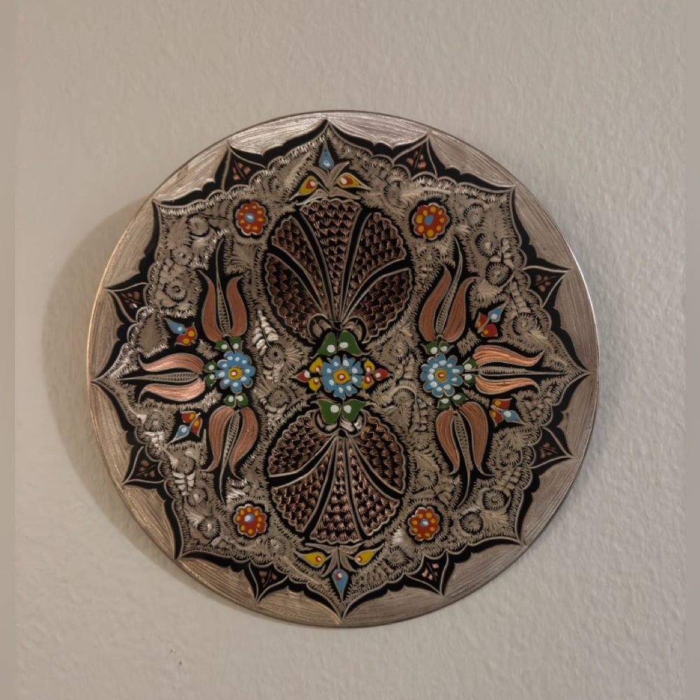 Vintage Turkish Design Etched/ Engraved Plate Wall Decor